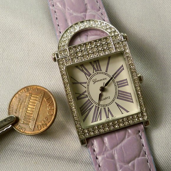 New Genevex Rhinestones Pastel Purple Band Watch - Picture 2 of 7